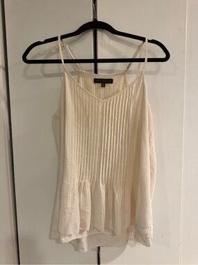 Sanctuary Cream Pleated V-Neck Spaghetti Strap Top